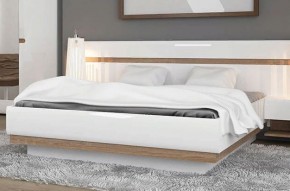 Кровать 160/TYP 94-01 с подъемником, LINATE ,цвет белый/сонома трюфель в Ревде - revda.ok-mebel.com | фото 5