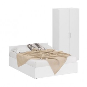 Кровать 1600 + Шкаф 2-х створчатый Стандарт, цвет белый, ШхГхВ 163,5х203,5х70 + 90х52х200 см., сп.м. 1600х2000 мм., без матраса, основание есть в Ревде - revda.ok-mebel.com | фото