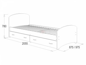 Кровать-6 одинарная с 2-мя ящиками (800*2000) в Ревде - revda.ok-mebel.com | фото 2