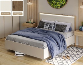 Кровать (Бело-серый U775 ST9/Дуб Галифакс Табак) 1400 в Ревде - revda.ok-mebel.com | фото
