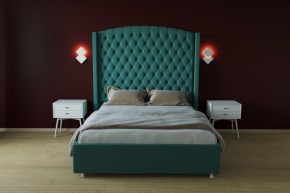 Кровать Берлин ЛЮКС с ПМ 2000 (велюр бирюзовый) в Ревде - revda.ok-mebel.com | фото 2