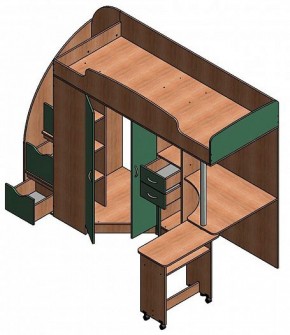 Кровать-чердак "Теремок-1 Гранд"  Дуб молочный/Венге в Ревде - revda.ok-mebel.com | фото 3