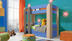 Кровать детская 2-х ярусная Юниор-6 с ящиком ЛДСП (800*1900) в Ревде - revda.ok-mebel.com | фото