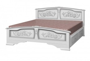 ЕЛЕНА Кровать из массива 1600 (Белый жемчуг) с 2-мя ящиками в Ревде - revda.ok-mebel.com | фото