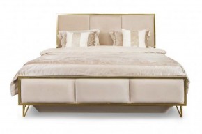 Кровать Lara 1600 с мягким изголовьем + основание (белый глянец) в Ревде - revda.ok-mebel.com | фото