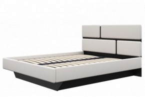 Кровать Палермо 1600 с ПМ 05 Белый гладкий шелк/Черный гладкий шелк в Ревде - revda.ok-mebel.com | фото