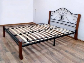 Кровать "Фортуна 4 ЛАЙТ" Черная (1600*2000) (ножки-махагон) с коваными элементами в Ревде - revda.ok-mebel.com | фото 3