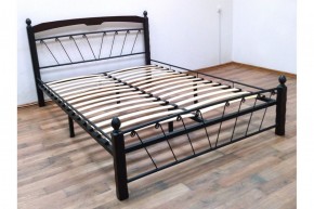 Кровать "Муза 1" КМД10  Черная (1400*2000) (ножки-шоколад) с коваными изделиями в Ревде - revda.ok-mebel.com | фото 3