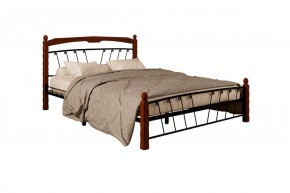 Кровать "Муза 1" КМД10 Черная (1600*2000) (ножки-махагон) с коваными изделиями в Ревде - revda.ok-mebel.com | фото