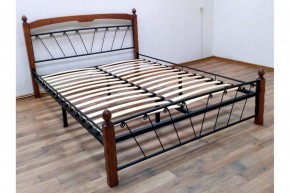 Кровать "Муза 1" КМД10 Черная (1600*2000) (ножки-махагон) с коваными изделиями в Ревде - revda.ok-mebel.com | фото 2