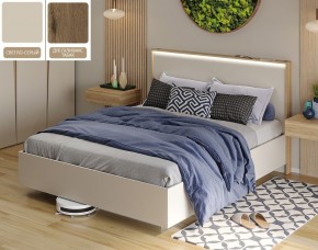 Кровать (Светло-серый U750 ST9/Дуб Галифакс Табак) 1400 в Ревде - revda.ok-mebel.com | фото