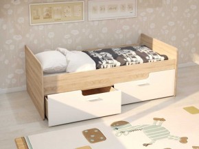 Кровать Умка К-001 + ящики (Дуб Сонома/Белый глянец) в Ревде - revda.ok-mebel.com | фото