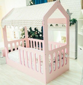 Кровать-домик без ящика 800*1600 (Розовый) в Ревде - revda.ok-mebel.com | фото 1