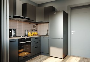 Кухня угловая Антрацит 2200х1000 (Стол. 38мм) в Ревде - revda.ok-mebel.com | фото