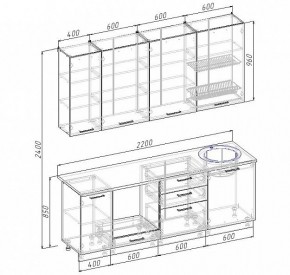 Кухонный гарнитур Антрацит 2200 (Стол. 26мм) в Ревде - revda.ok-mebel.com | фото 3