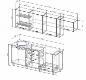 Кухонный гарнитур Антрацит 2550 (Стол. 26мм) в Ревде - revda.ok-mebel.com | фото 2