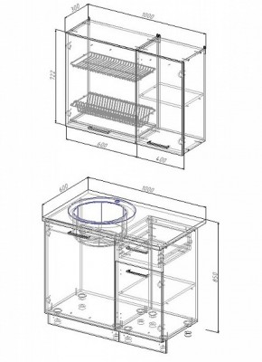Кухонный гарнитур Лофт 1000 (Стол. 26мм) в Ревде - revda.ok-mebel.com | фото 2