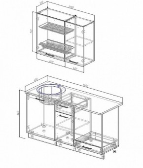 Кухонный гарнитур Лофт 1600 (Стол. 26мм) в Ревде - revda.ok-mebel.com | фото 2