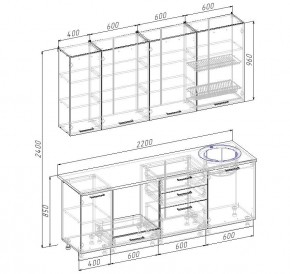 Кухонный гарнитур Пайн 2200 (Стол. 26мм) в Ревде - revda.ok-mebel.com | фото 2