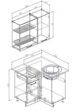 Кухонный гарнитур угловой Лада 1000х1000 (Стол. 38мм) в Ревде - revda.ok-mebel.com | фото 2