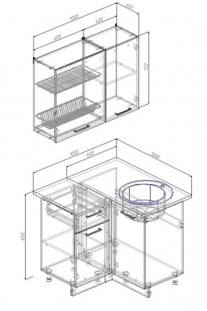 Кухонный гарнитур угловой Вегас 1000*1000 (Стол. 26мм) в Ревде - revda.ok-mebel.com | фото 2