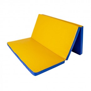Мат гимнастический 1,5х1х0,08м в 3 сложения цв. синий-желтый в Ревде - revda.ok-mebel.com | фото 1