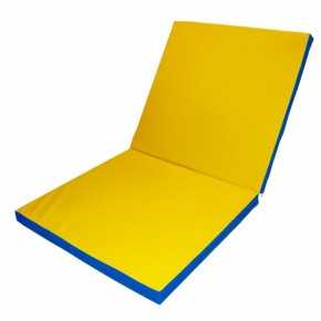 Мат гимнастический 2х1х0,1м складной цв. синий-желтый в Ревде - revda.ok-mebel.com | фото 1