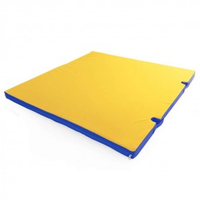 Мат гимнастический 1х1х0,08м с вырезом под стойки цв. синий-желтый в Ревде - revda.ok-mebel.com | фото 1