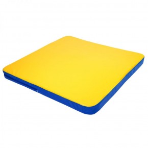 Мат гимнастический 1,36х1,36х0,08м складной закругленные углы цв. синий-желтый (для ДСК Игрунок) в Ревде - revda.ok-mebel.com | фото