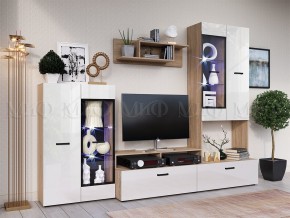 Нэнси New Шкаф-стекло исп.2 (ЛДСП) Белый глянец/Сонома в Ревде - revda.ok-mebel.com | фото 3