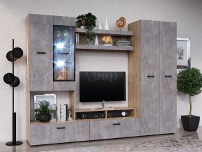 Нэнси New Центральная секция (ЛДСП) Бетон светлый/Сонома в Ревде - revda.ok-mebel.com | фото 2