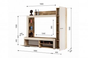НИКОЛЬ Гостиная (Дуб крафт серый/софт айвори) в Ревде - revda.ok-mebel.com | фото 2