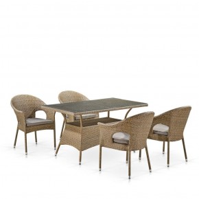 Обеденный комплект плетеной мебели T198B/Y79B-W56 Light Brown (4+1) в Ревде - revda.ok-mebel.com | фото