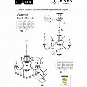 Подвесная люстра iLamp Diamond 6071-8 GD+CL в Ревде - revda.ok-mebel.com | фото 2