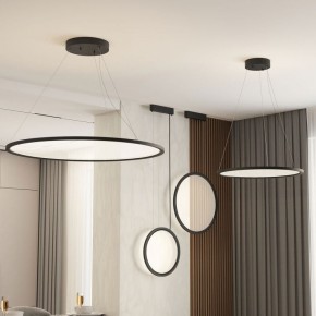 Подвесной светильник горизонтальный VEIL, 80 Вт, ?1000?В1500 мм, LED 2700-6000K, IP20, пульт Д/У (в комплекте), черный, алюминий, акрил в Ревде - revda.ok-mebel.com | фото 5