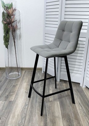 Полубарный стул CHILLI-QB SQUARE светло-серый #26, велюр / черный каркас (H=66cm) М-City в Ревде - revda.ok-mebel.com | фото 2
