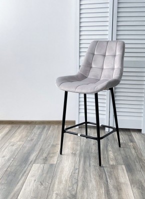 Полубарный стул ХОФМАН, цвет H-09 Светло-серый, велюр / черный каркас H=63cm М-City в Ревде - revda.ok-mebel.com | фото 2