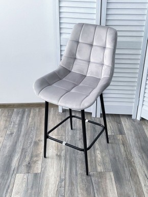 Полубарный стул ХОФМАН, цвет H-09 Светло-серый, велюр / черный каркас H=63cm М-City в Ревде - revda.ok-mebel.com | фото 4