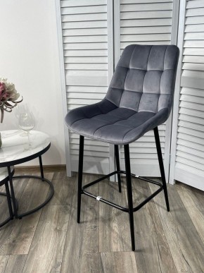 Полубарный стул ХОФМАН, цвет H-14 Серый, велюр / черный каркас H=63cm М-City в Ревде - revda.ok-mebel.com | фото 3