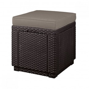 Пуфик Куб с подушкой (Cube with cushion) коричневый - серо-бежевый* в Ревде - revda.ok-mebel.com | фото 1