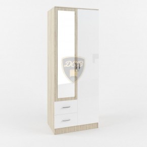 Шкаф 2-х створчатый с зеркалом Софи СШК 800.3 (дуб сонома/белый глянец) в Ревде - revda.ok-mebel.com | фото