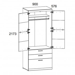 Шкаф 2D3S OSKAR , цвет дуб Санремо в Ревде - revda.ok-mebel.com | фото 3