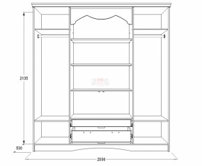 Шкаф 4-х дверный для одежды и белья Ольга-10 МДФ в Ревде - revda.ok-mebel.com | фото 2