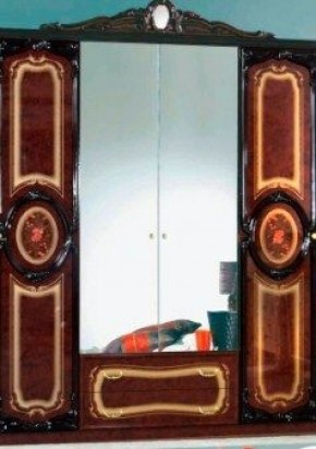 Шкаф 4-х дверный с зеркалами (01.144) Роза (могано) в Ревде - revda.ok-mebel.com | фото