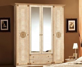 Шкаф 4-х дверный с зеркалами (02.144) Рома (беж) в Ревде - revda.ok-mebel.com | фото 1