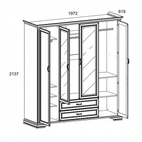 Шкаф 4D2S Z , MONAKO, цвет Сосна винтаж в Ревде - revda.ok-mebel.com | фото