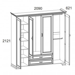 Шкаф 4D2S Z, TIFFANY, цвет вудлайн кремовый в Ревде - revda.ok-mebel.com | фото