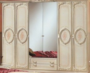 Шкаф 6-и дверный с зеркалами (01.146) Роза (беж) в Ревде - revda.ok-mebel.com | фото