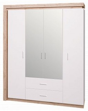 Шкаф для одежды с ящиками 4-х створчатый с зеркалом Люмен 16 в Ревде - revda.ok-mebel.com | фото