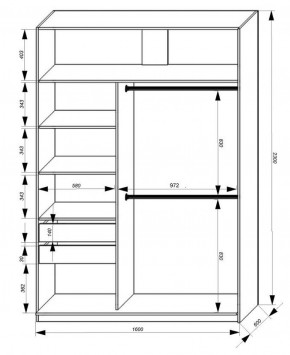 Шкаф-купе 1600 серии SOFT D8+D2+B2+PL4 (2 ящика+F обр.штанга) профиль «Графит» в Ревде - revda.ok-mebel.com | фото 2